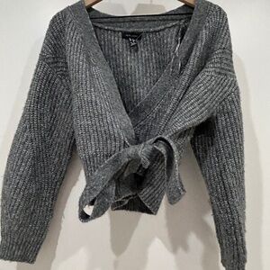 NEW LOOK Wool Gray Cardigan Sweater